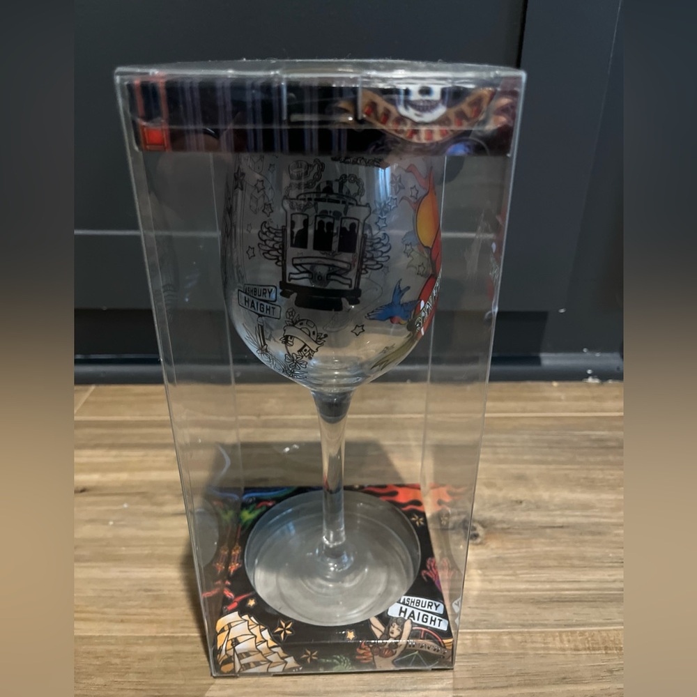 San Francisco Haight Street Colorful Printed Wine Glass